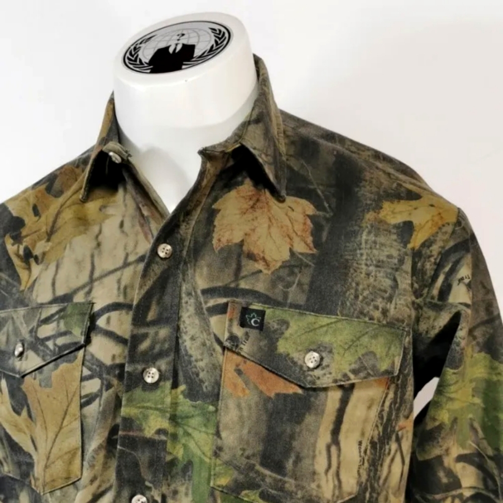 Vintage Codet Wood N Trail Camo Shirt Med Tall Heavy Fabric